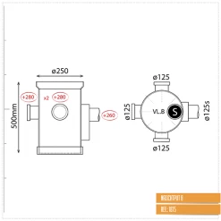 Sifonput Ø250 / 3 X Ø125 Mm + Sifon 1 X Ø125 Mm