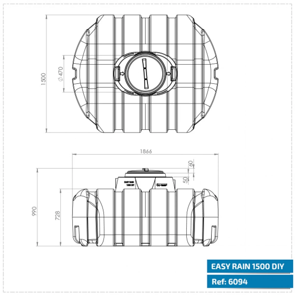 DS Easy Rain 1500 L Platte Regenwaterput - Afbeelding 3