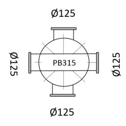 Toezichtput Ø315 / 4 X Ø125 Mm