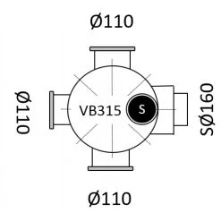 Sifonput Ø315 / 3 X Ø110 Mm + Sifon 1 X Ø160 Mm