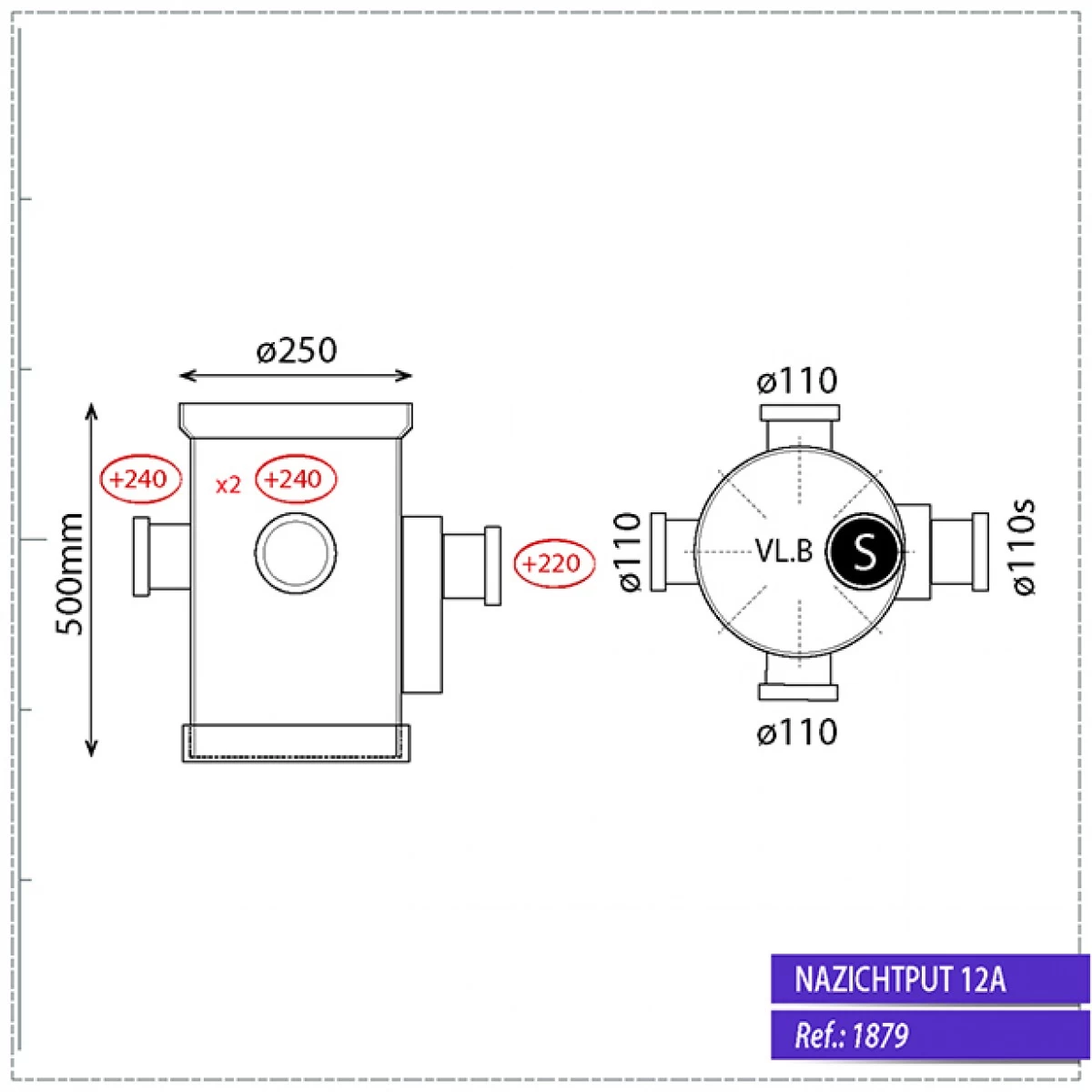 Sifonput Ø250 / 3 X Ø110 Mm + Sifon 1 X Ø110 Mm