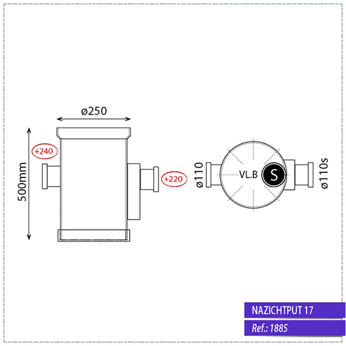 Sifonput Ø250 / 1 X Ø110 Mm + Sifon 1 X Ø110 Mm - Afbeelding 2